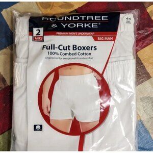 Roundtree & Yorke Premium Mens Full-Cut Boxers 2-Pack 100% Combed Cotton Big Man